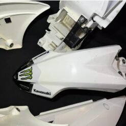 White Kawasaki Plastic Kit for Kawasaki: KLX110 (2010-2021), KLX110L KLX110R RL