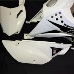 White Kawasaki Plastic Kit for Kawasaki: KLX110 (2010-2021), KLX110L KLX110R RL