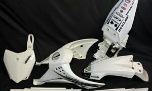 White Kawasaki Plastic Kit for Kawasaki: KLX110 (2010-2021), KLX110L KLX110R RL