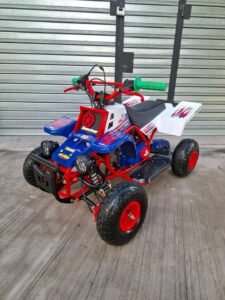 Mini Banshee ATV suspension system close-up