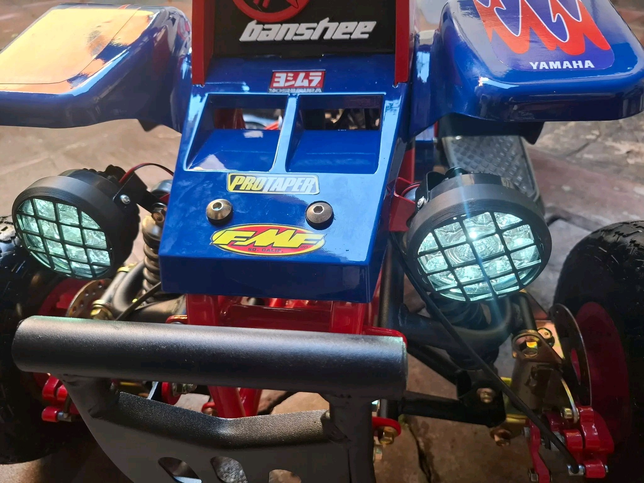 Mini Banshee ATV suspension system close-up